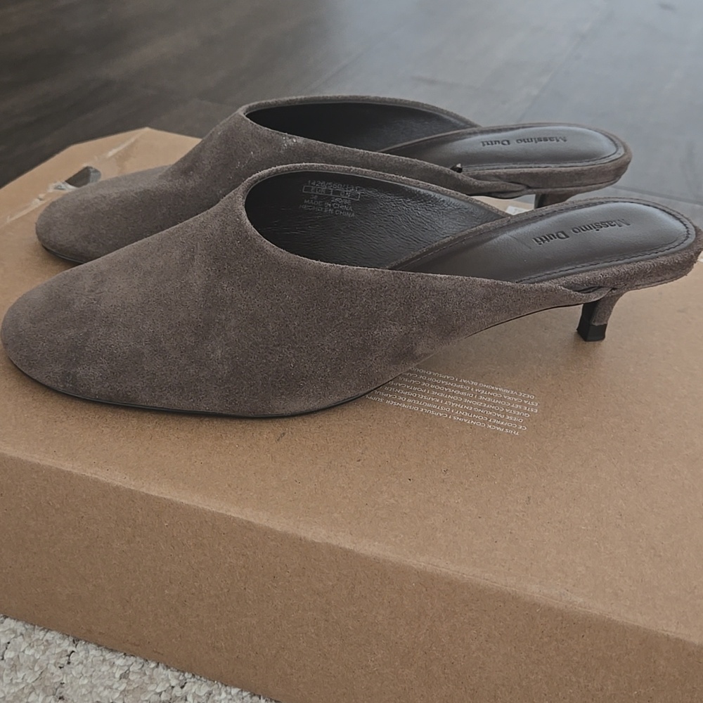 Massimo Dutti Brown Suede Mules Size 38